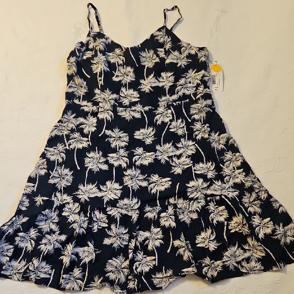 a.n.a White and Blue Ruffled Tiered Sundress